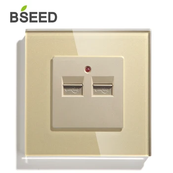 BSEED Double USB Wall Decorative Socket Dual Black Golden White Panel 86*86mm Home Improvement