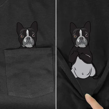 CLOOCL Juokingi Marškinėliai Mados Prekės ženklo Vasaros Kišenėje Corgi Atspausdintas T-shirt Hip-Hop Šukuotinės Medvilnės Tees