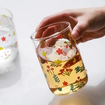 Daisy Stiklo Puodelis Japoniško stiliaus Pieno, Arbatos, Kavos Puodelio Kokteilis Stiklo Kristalų Skaidrus Puodelius Termiškai atsparus Vandens Puodelis Drinkwares&
