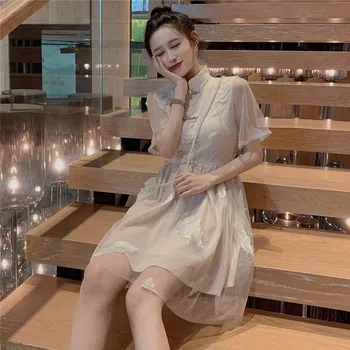 Derliaus plius dydis kinijos qipao stiliaus suknelė moterims 2019 m. vasarą seksualus Šifono rankovių oficialų cheongsam qi pao šiuolaikinės