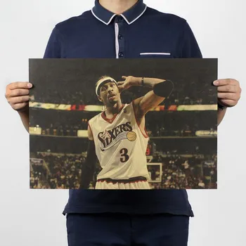 Derlius NBA Krepšinio Žvaigždė Allen Iverson Plakatai Namų Puošybai Išsami Senovinių Plakatų Sienos Diagramos Retro Matinis Kraftpopieris