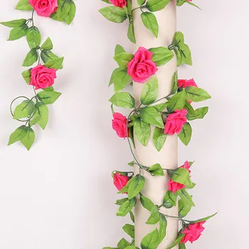 Dirbtinis Netikrą Šilko Rožė Gėlių Ivy Vynuogių Kabinti Girliandą Vestuvių Namų Dekoro AUG889