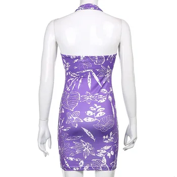 Duena Kaklaraištis Dažų Mini Suknelė Off Peties, Klubo Dėvėti Moterims Mados Elegantiška Violetinė Apynasrio Rankovių Vasaros Suknelė 2021