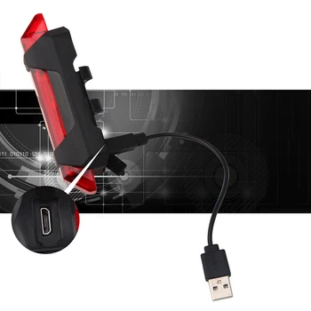 Dviračių Žibintai Saugos Dviračių Įspėjamasis Žibintas Galinis Taillamp USB Įkrovimo 5 LED Dviračio Uodegos Šviesos Dviračių Priedų Dropshipping