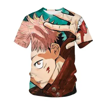Džiudžiutsu Kaisen Manga T-Shirt Nauji Karšto Pardavimo Mados Patogus Sintetika Spausdinimo trumpomis Rankovėmis, Japonų Anime Boy ' s Top Medžiaga