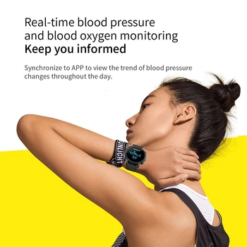 E-Juokinga V23 Pro Moterys Temperatūra Smart Žiūrėti Visą Touch Fitness Tracker IP67 atsparus Vandeniui Kraujo Spaudimas Vyrų Smartwatch