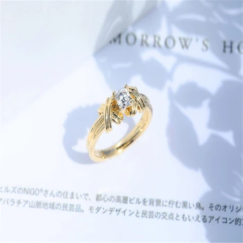 Elegantiškas ir madingas ponios lydinio cirkonis žiedas susipynusios modelis diamond atsitiktinis šalies dalyvavimas vestuvių geometrinis žiedas