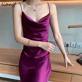 Elegantiškas Satino Spageti Dirželis Suknelės Moterims 2021 Naujas Bordo Raudona Violetinė Maxi Suknelė Vasaros Plius Dydis-line Slim Šalis Suknelė