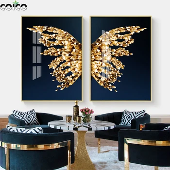 Golden Butterfly Paauksuota Modernios Sienos Meno Plakatas Drobė Spausdinti Šiaurės šalių Namų Dekoro Nuotraukos Kambarį Decrative prabanga Tapybos Rėmelį
