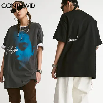 GONTHWID Tees Marškinėliai Hip-Hop Kūrybos Plakatų Spausdinimo Punk Rock, Gothic Tshirts Harajuku Hip-Hop Streetwear Prarasti Medvilnės Atsitiktinis Viršūnės
