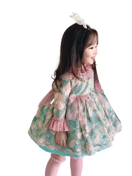 Ispanijos Mergina Poncho Nėrinių Suknelė Lolita Baby Princess Teismas Kūdikių Dress Gėlių mergaičių Suknelės, Vaikams, Suknelės Mergaitėms Gimtadienio Suknelė