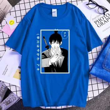 Japonų Anime Pjūklą Vyras Aki Vasaros T-Shirt Vyras Manga Grafinis Spausdinti Juokingas Animacinių Filmų Pochita Makima Unisex Viršūnes Trumpomis Rankovėmis