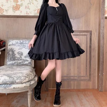Japonų Stiliaus Kolegijos Stilius Saldus lolita dress Cinched ilgomis Rankovėmis Suknelė Moterims 2021summer Naujas kawaii suknelė