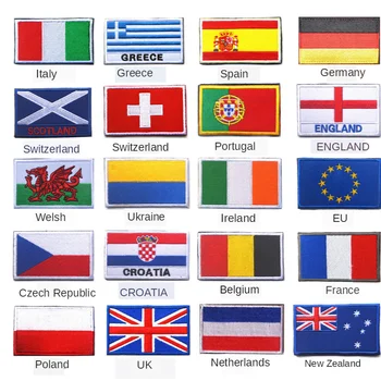 JAV, Ispanija, Vokietija, Prancūzija Vėliavos Velcro Lopai Išsiuvinėti Kariuomenės Karinių Taktinis Medžiaga Lipdukai Peties Emblema Applieques Ženklelis