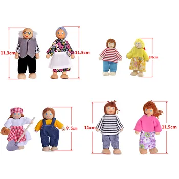 Kawaii Mediniai Baldai Lėlės Namas Šeimai Miniatiūriniai 7 Žmonės Lėlės Žaislas Mielas Namų Puošybos Ornamentais Vaikų Mėgstamiausių Dovanos