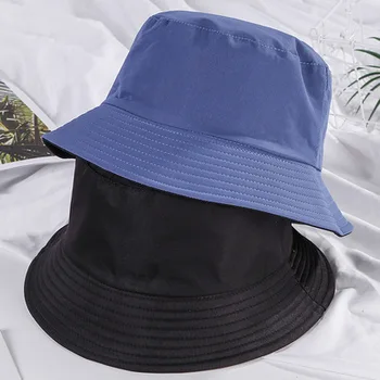 Kietas Dvipusis Kibirą, Skrybėlės Moterims Ir Vyrams, Balta Vasaros Mergaitės Saulės Medvilnės Panamos Paplūdimys Kepurės Black Mados Fisherman ' s Hat