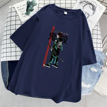 Kimetsu Demon Slayer moteriški Marškinėliai 2021 M. Vasaros Naują Atsitiktinis Tees Hip-Hop Street T-Shirt Harajuku O-Kaklo Moteriški T Shirts Anime