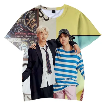 Korėjos Harajuku Streetwear 3D Kpop Marškinėliai Vyrams/moterims, Hip-Hop K-pop Aukštos Kokybės Marškinėlius Moterų trumpomis Rankovėmis Vaikas Tee Marškinėliai Femme