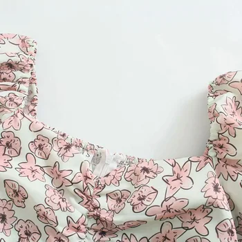 KUMSVAG Moterų Vasaros Derliaus Spausdinimo Mini Suknelė 2021 Sluoksniuotos Rankovėmis Lankas Mygtukai Gėlių Moterų Atsitiktinis A-Line Dresses Vestidos WW6960