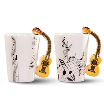 Kūrybos naujovė gitara rankena keramikinis puodelis nemokamai spektro kavos, pieno, arbatos puodelio asmenybės puodelis unikalų muzikos instrumentą dovana taurė