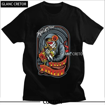 Lady Šventojo Mirties Marškinėlius Hip-Hop Marškinėliai Mados Įrengtas Medvilnės marškinėliai Madinga Meksikos Santa Muerte Tee Viršuje Vyrams trumpomis Rankovėmis
