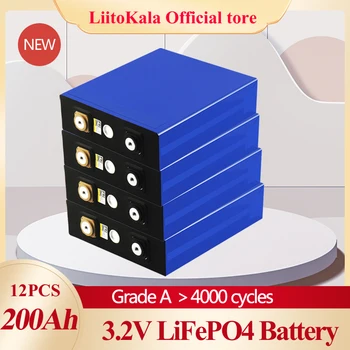 LiitoKala 3.2 V 200Ah LiFePO4 ličio baterija 3.2 v 3C Ličio geležies fosfato baterijos 4S 12V 24V baterija Jachta saulės RV