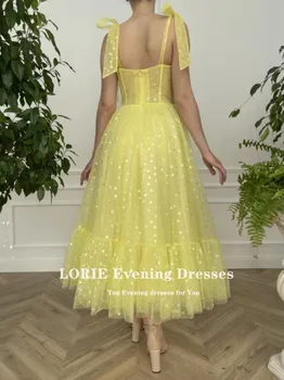 LORIE Geltona Prom Dresses 2021-Line Reguliuojami Dirželiai Brangioji Trumpas Šalis Suknelė Rūbeliai de kokteilis Suknelė Paaugliams