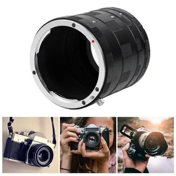 Macro Extension Tube nustatyti Canon EF EOS Aliuminio SLR Objektyvo Žiedą, Fotoaparatai, vaizdo Kameros Pratęsimo Juoda Close-Up Adapterio Fotografavimo J5V6