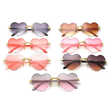 Mados širdies reimless akiniai nuo saulės atspalvių Moterims tendencija dizaineris photochromic saulės akiniai Šalis, negabaritinių akiniai akiniai 2021