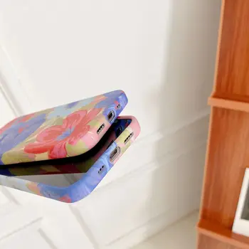 Menas Abstraktus Aliejaus Tapybai Gėlės Telefono dėklas Skirtas iPhone 12 11 Pro Max X Xs Max Xr 7 8 Pulse SE 2020 Atvejais Minkštas Silikoninis Dangtelis