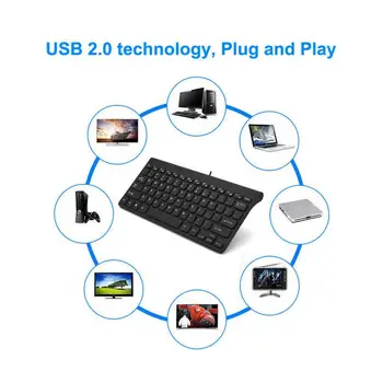 Mini Wired Keyboard USB 78 Klavišai Mažos KOMPIUTERYJE, Nešiojamas Kompiuteris, USB 2.0 Ultra Plonas Mini Laidinė Klaviatūra Desktop PC