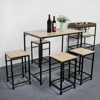 Modernus Minimalistinis Stalas rinkinys, 4 valgomojo kėdės + 1 valgomojo stalo rinkinys Namų Baldai, Valgomojo Baldai HWC