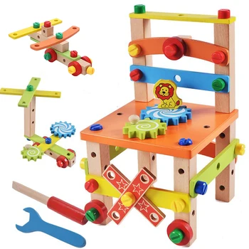 Montessori tai Nepastovus Riešutų, Išmontavimas Kėdutė Kūdikiams Švietimo Mediniai Surenkami Žaislas Ikimokyklinio amžiaus Vaikų Rankas Ant Dėlionės
