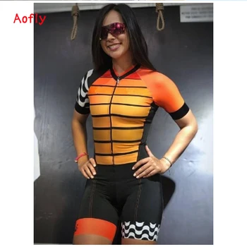 Moterų Aofly Pro Komandos Triatlonas Nustatyti Dviračių Jersey Jumpsuit Trumpas Rankovės Kafitt Macaquinho Ciclismo Feminino Gelio Padas Vienas Gabalas