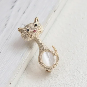 Moterų Derliaus Cat Eye Sagė Pin Aukso Mielas Gyvūnų Sagė Europos Apykaklės Įrašą Vestuves