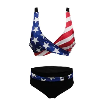 Moterų Seksualus Dviejų dalių Bikini Nepriklausomybės Diena maudymosi kostiumėlį Kratinys maudymosi Kostiumėliai, Vėliavos Swimswear liepos 4-osios Maudymosi Kostiumėlis Dviejų dalių#