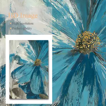Mėlyna Gėlė Anotacija Augalų Meno Drobė Plakatas Gėlių Botanikos Spausdinti Sienų Dažymas Dekoratyvinis Nuotrauką Modernių Namų Kambario Apdaila