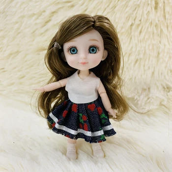 Naujas 13cm BJD Doll 1/12 Mielas Naujas Veidas Lėlės 13 Kilnojamojo Bendras Kūno Suknelė Sijonas Mini Lėlė Mergaitė Dovana Žaislas
