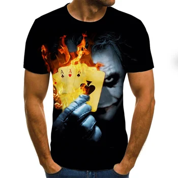 Naujas 3D Klounas Grafinis T-shirts Velnias Temą vyriški T-shirt Mados Spausdinimo Viršūnės Vasarą, O-kaklo Berniukas Kostiumai, Plius Dydis Gatvės Apranga