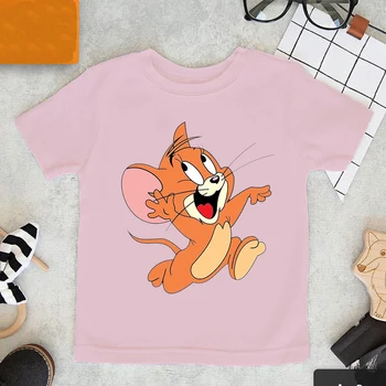 Naujas atvykimo 2021 mergaičių marškinėliai cute kačių animacinių filmų spausdinti bamblys kūdikio marškinėlius summer tee mergaitėms, rausvos spalvos, trumpomis rankovėmis camisetas