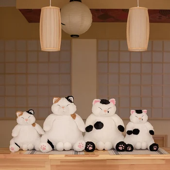 Naujas Atvyksta 35/45cm Japonijos Kawaii Minkštas Pliušinis Kačių Žaislai, Įdaryti Gyvūnų Lėlės Vaikams Dovanų Gražių Riebalų Katės Pagalvę Namų Puošybai