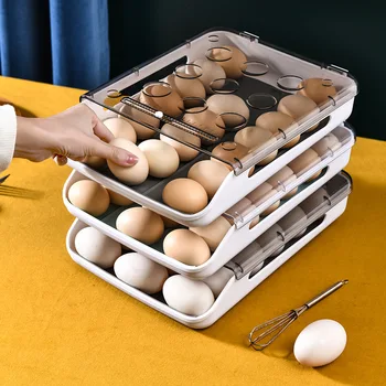 Naujas Automatinis Pasipriešinimo Kiaušinių Dėžutės Virtuvės Elementų Šaldytuvo Laikymas Organizatorius Namų Skaidrus Stalčius Atlenkiamas Erdvė Užsklandos