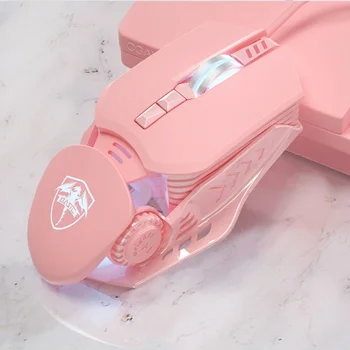 Naujas gaminys rausvos spalvos, laidinis žaidimų mechaninė pelės professional desktop nešiojamojo kompiuterio, reguliuojamas svoris cute girl širdies pelės