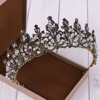Naujas Vestuvių Karūnos Plaukų Aksesuarų, Didelis Aukso Karūna Baroko Kalnų Krištolas Crystal Crown Nuotakos Plaukų Aksesuarų, Tiara Karalienės Karūną