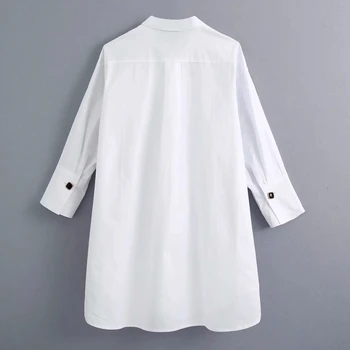 Naujų 2020 m. moteris tiesiog stiliaus mygtukai apdailos atsitiktinis balta popelinowy palaidinė office lady pusės split marškiniai, elegantiškos blusas viršūnes LS6562