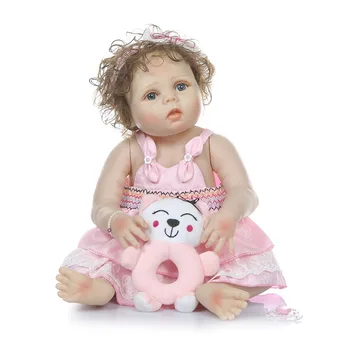 NPK 56CM viso Kūno Slicone Reborn Baby Doll Mergina Bebe Gyva Lėlė Tikroviška, Minkšta Kūdikių Lėlės Reborn Vonios Žaislas Vaikams Kalėdų Dovanos
