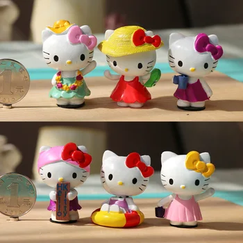 Originalus Disney 6pcs/set Gyvūnų Katė Lėlės, Žaislai Mergina Mini Animaciją Kačių Lėlės Modelis Veiksmų Skaičius, 5cm Modelio Žaislas Lėlės
