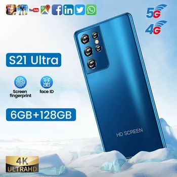 Pasaulinė Versija S21 Ultra 5.0 Colių Smartfon, Full HD Ekranas 6GB+128GB 