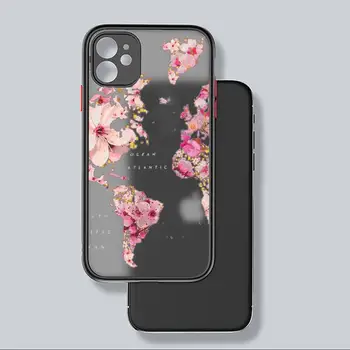 Pasaulio Žemėlapyje Kelionės Menas, Dizainas Telefono dėklas Matinis Skaidrus iPhone 7 8 11 12-os mini pro X XS XR MAX Plius Dizainas coque