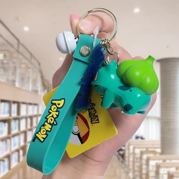 Pokemon Bulbasaur Keychain Pikachu paketų prižiūrėtojų raktinę Duomenys PVC TAKARA TOMY Animacinių filmų Kawaii Anime Veiksmų Modelio Krepšys Ornamentu Vaikams, Žaislų, Dovanų